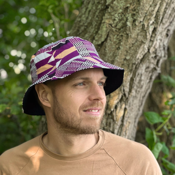 Bucket hat / Fisherman hat with African print - Purple Kente - Kids & Adults sizes (Unisex)