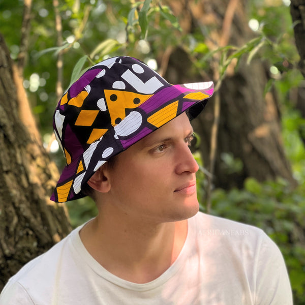 Bucket hat / Fisherman hat with African print - Purple Samakaka - Kids & Adults sizes (Unisex)