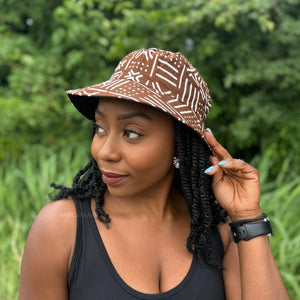 Bucket hat / Fisherman hat with African print - Brown Bogolan - Kids & Adults sizes (Unisex)