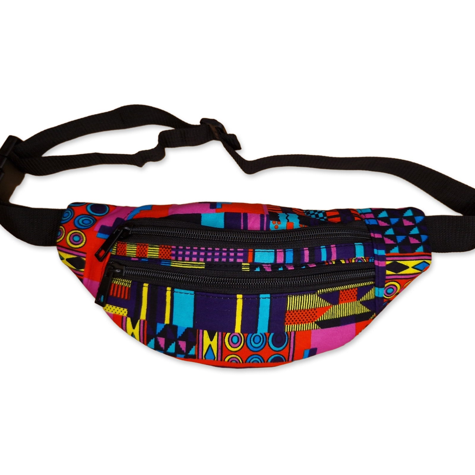 African Print Fanny Pack - Pink multicolor kente - Ankara Waist Bag / Bum bag / Festival Bag with Adjustable strap
