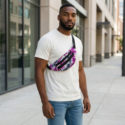 African Print Fanny Pack - Purple Tie Dye - Ankara Waist Bag / Bum bag / Festival Bag