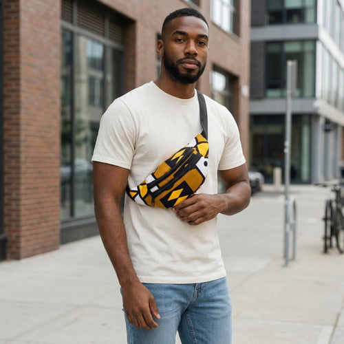 African Print Fanny Pack - Mustard yellow samakaka - Ankara Waist Bag / Bum bag / Festival Bag