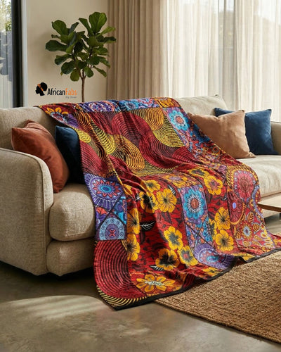 Fat Quarter African Wax Print Fabric - Blue White FTQ 8703 - Quilting & Patchwork (45 x 57 cm / 18 x 22 inch)