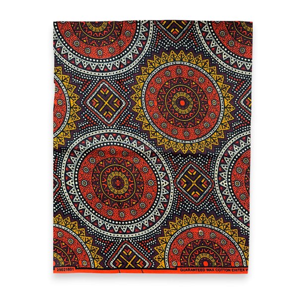 Fat Quarter African Wax Print Fabric - Orange Brown FTQ 8740 - Quilting & Patchwork (45 x 57 cm / 18 x 22 inch)