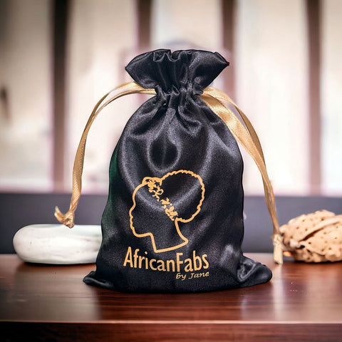 AfricanFabs Satin jewelry bag - Black
