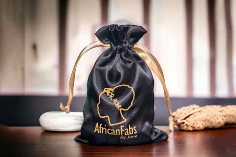 AfricanFabs Satin waist beads bag - Black