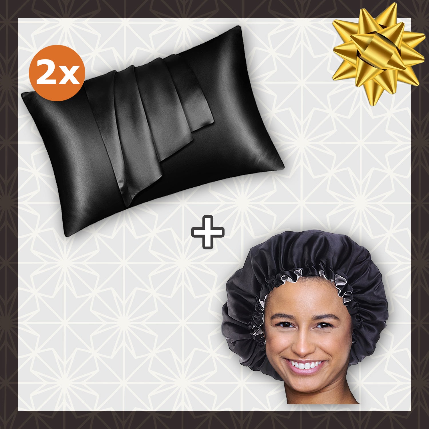 SATIN SET - Protect your hair & skin - Black Satin Hair Bonnet + 2