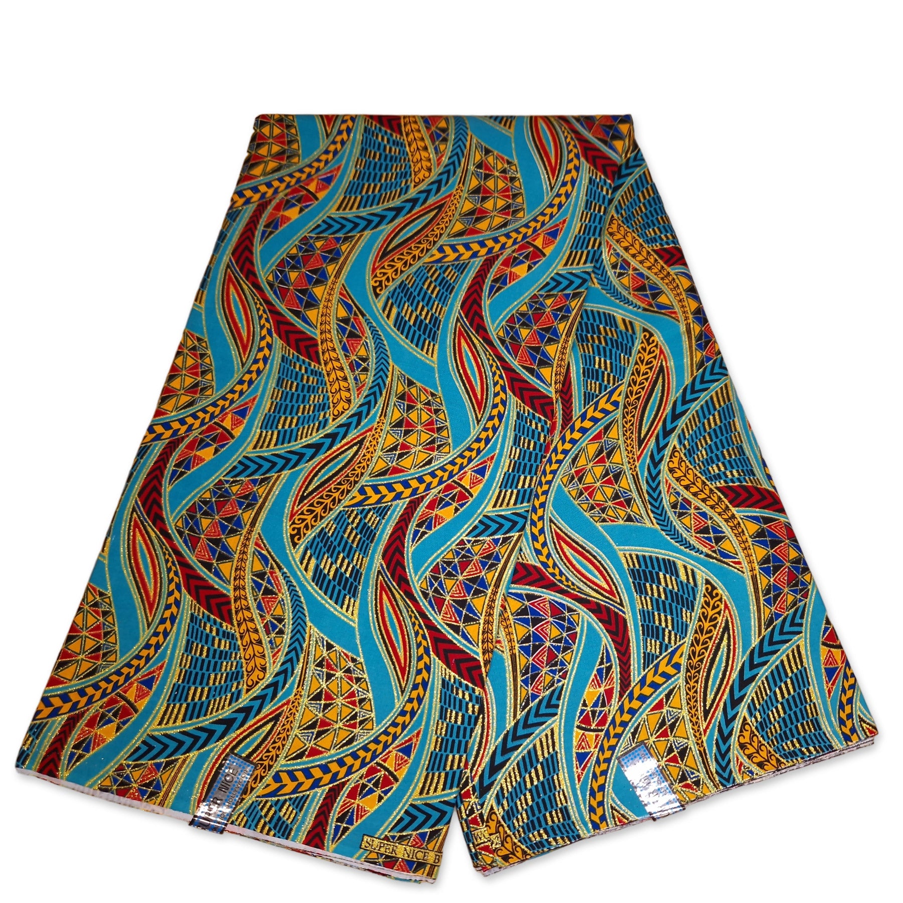 African print fabric - Exclusive Embellished Glitter effects 100% cotton - GL-4003 Light Blue Gold