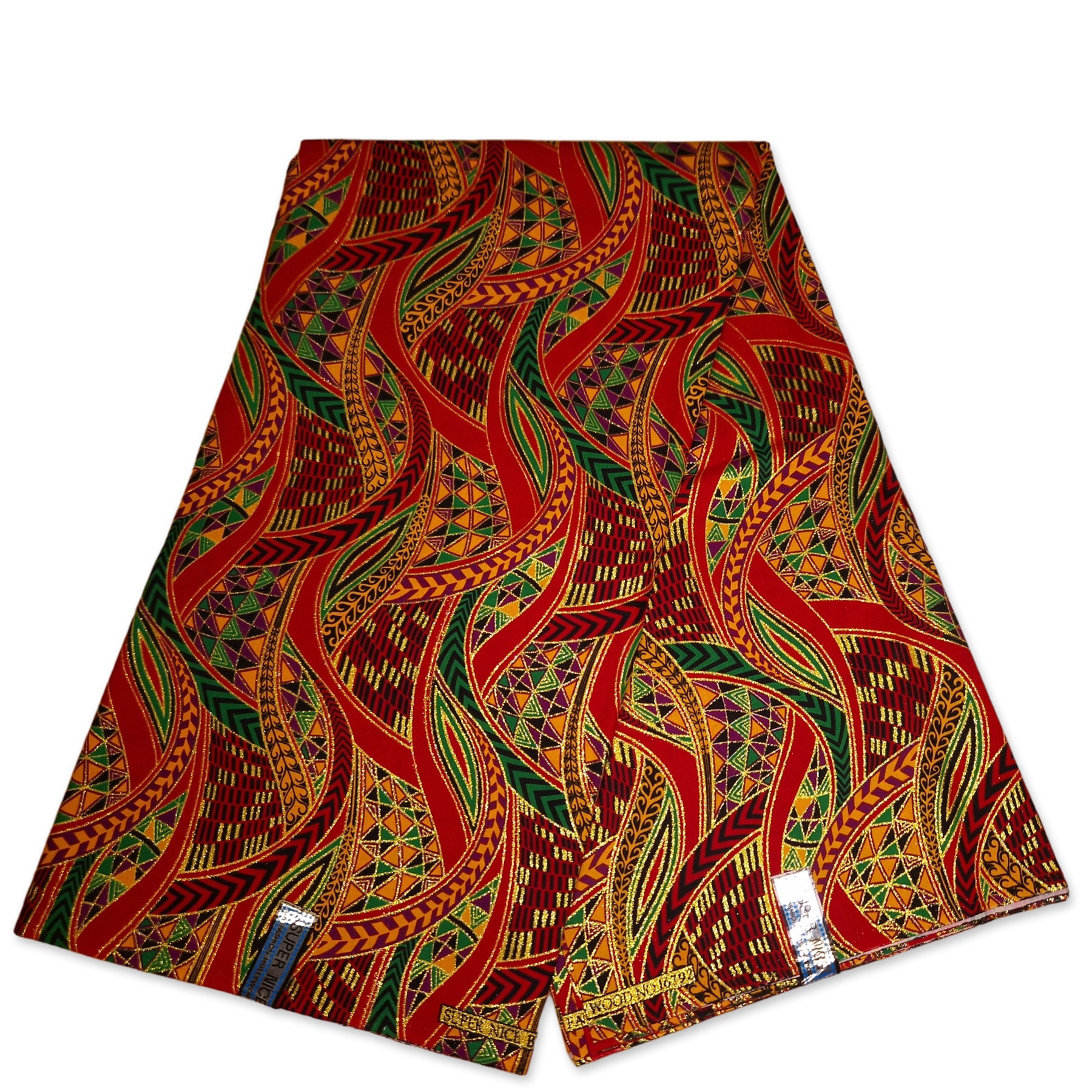 African print fabric - Exclusive Embellished Glitter effects 100% cotton - GL-4004 Red Green