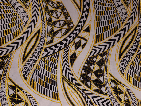 African print fabric - Exclusive Embellished Glitter effects 100% cotton - GL-4005 White Gold