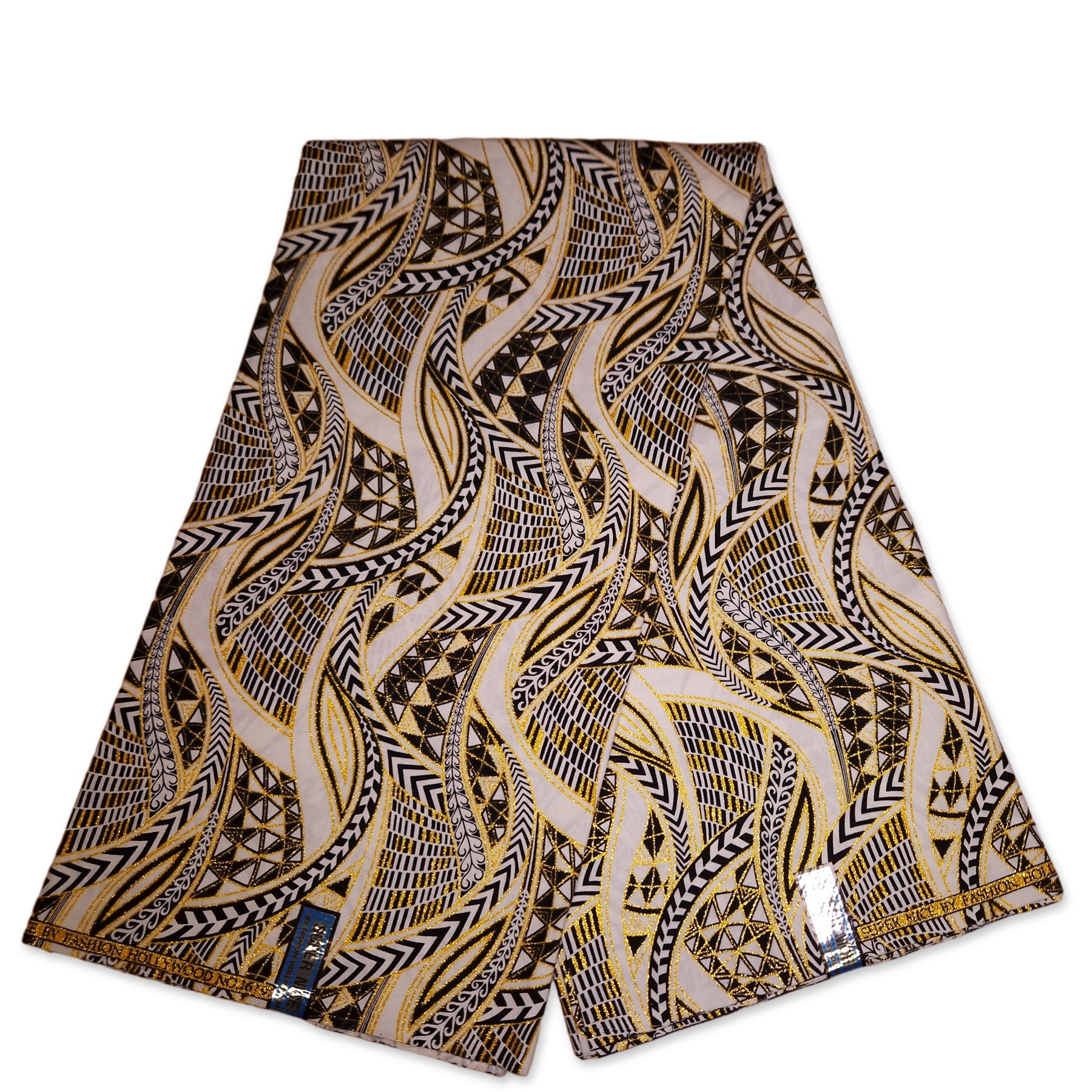 African print fabric - Exclusive Embellished Glitter effects 100% cotton - GL-4005 White Gold