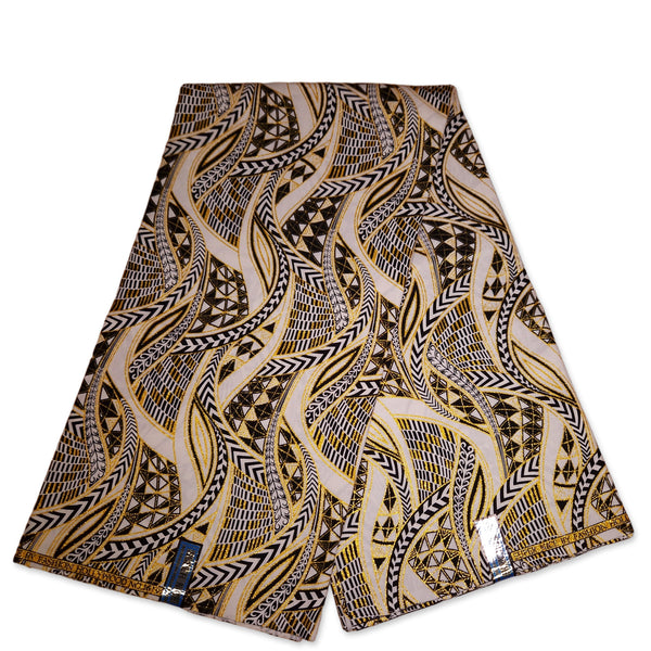 African print fabric - Exclusive Embellished Glitter effects 100% cotton - GL-4005 White Gold