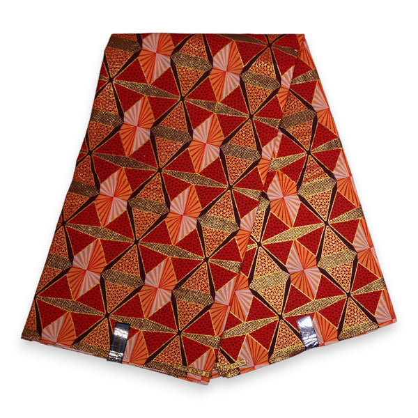 African print fabric - Exclusive Embellished Glitter effects 100% cotton - GL-4007 Red Orange Gold