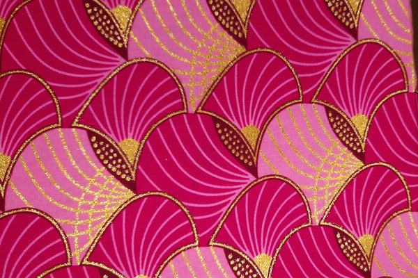 African print fabric - Exclusive Embellished Glitter effects 100% cotton - GL-4010 Pink Gold