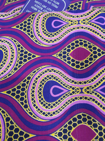African print fabric - Exclusive Embellished Glitter effects 100% cotton - GL-4018 Pink Gold  (Important: please read)