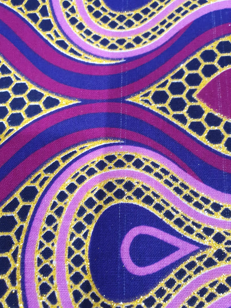 African print fabric - Exclusive Embellished Glitter effects 100% cotton - GL-4018 Pink Gold  (Important: please read)