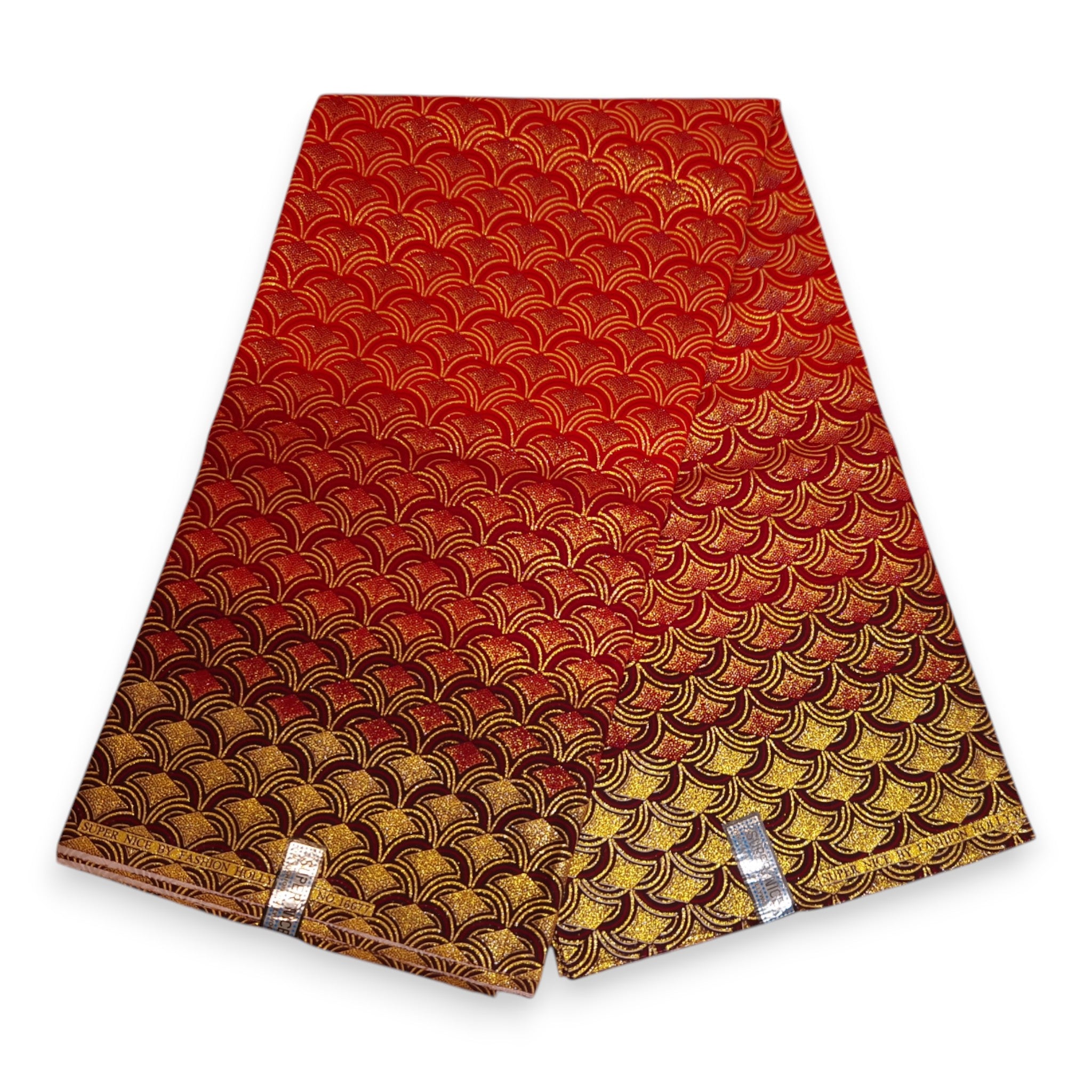 African print fabric - Exclusive Embellished Glitter effects 100% cotton - GL-4022 Red Gold