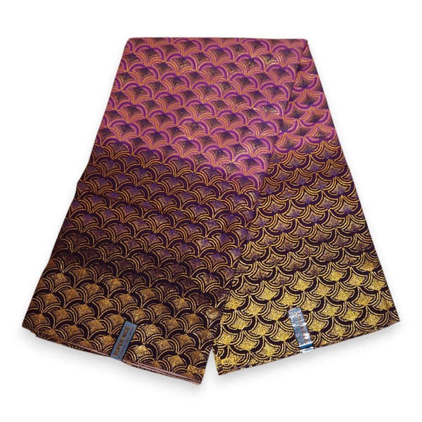 African print fabric - Exclusive Embellished Glitter effects 100% cotton - GL-4023 Purple Gold