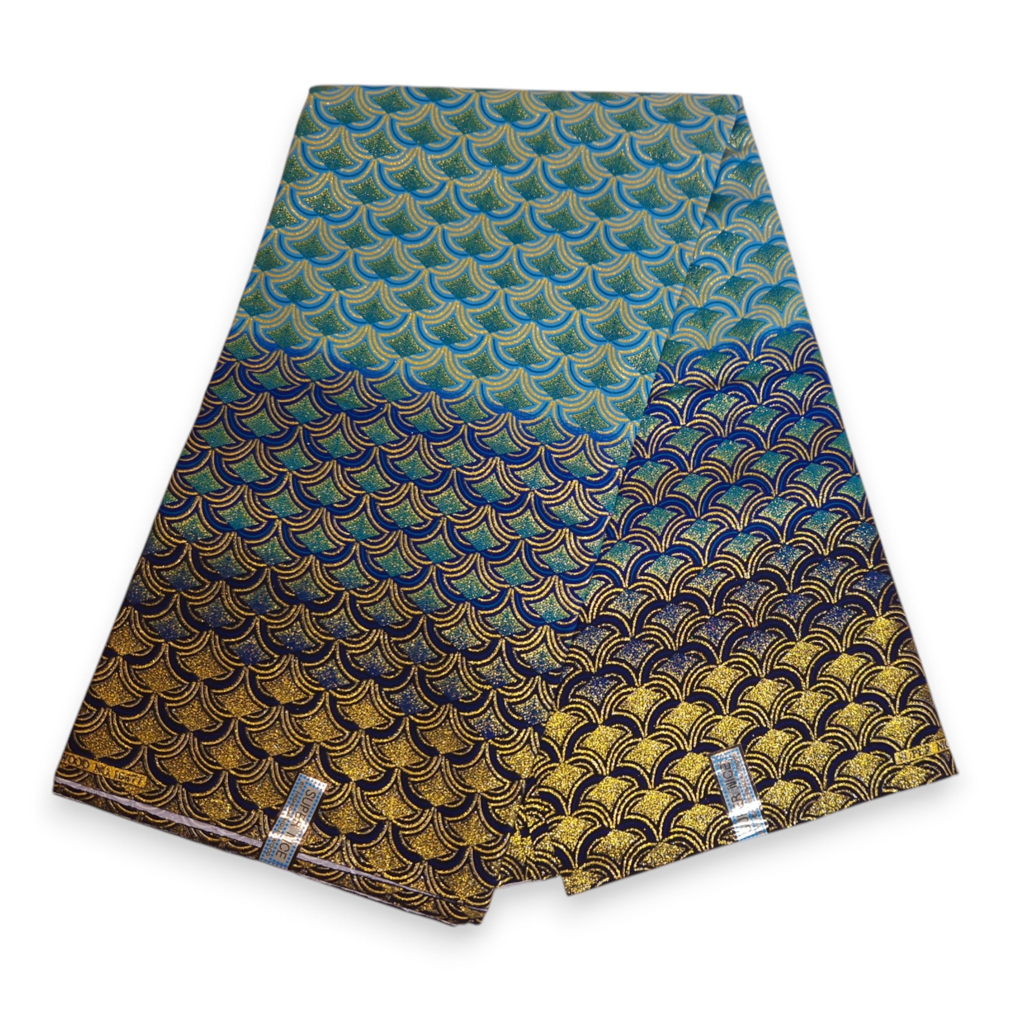 African print fabric - Exclusive Embellished Glitter effects 100% cotton - GL-4024 Blue Gold