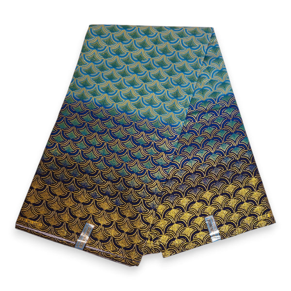 African print fabric - Exclusive Embellished Glitter effects 100% cotton - GL-4024 Blue Gold