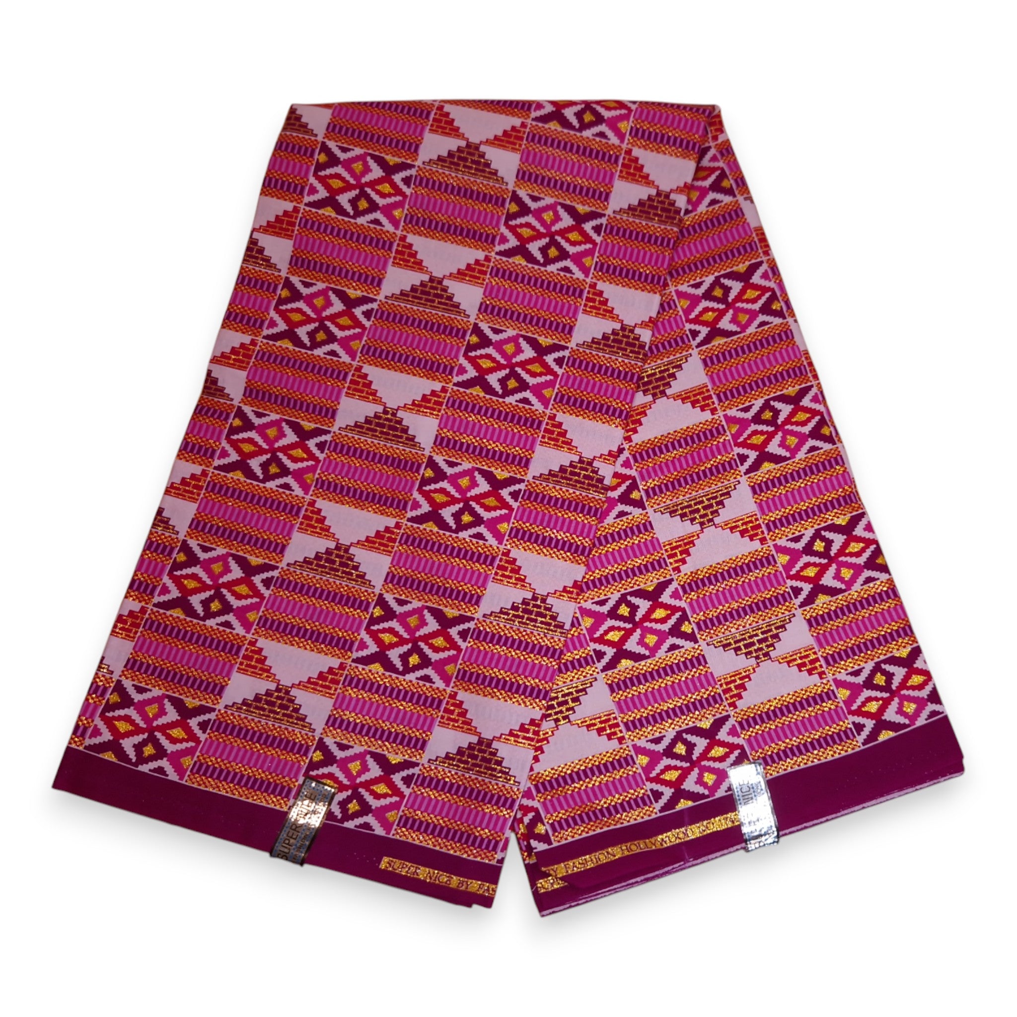 African print fabric - Exclusive Embellished Glitter effects 100% cotton - GL-4028 Pink Gold Kente