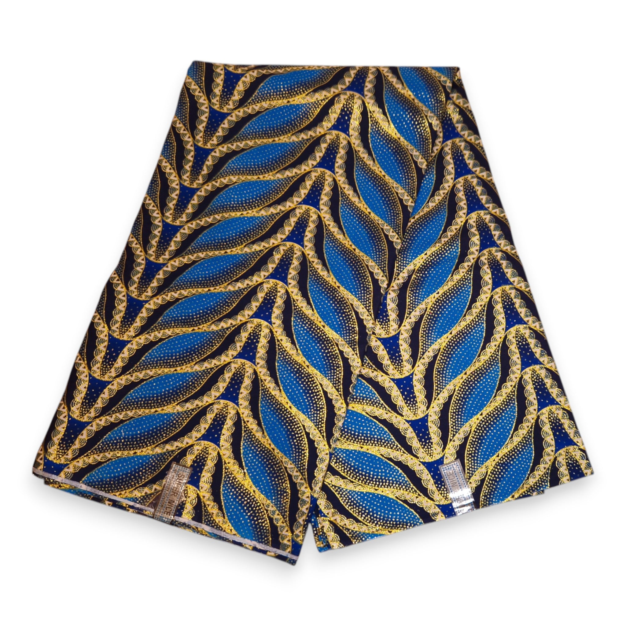 African print fabric - Exclusive Embellished Glitter effects 100% cotton - GL-4030 Blue Gold