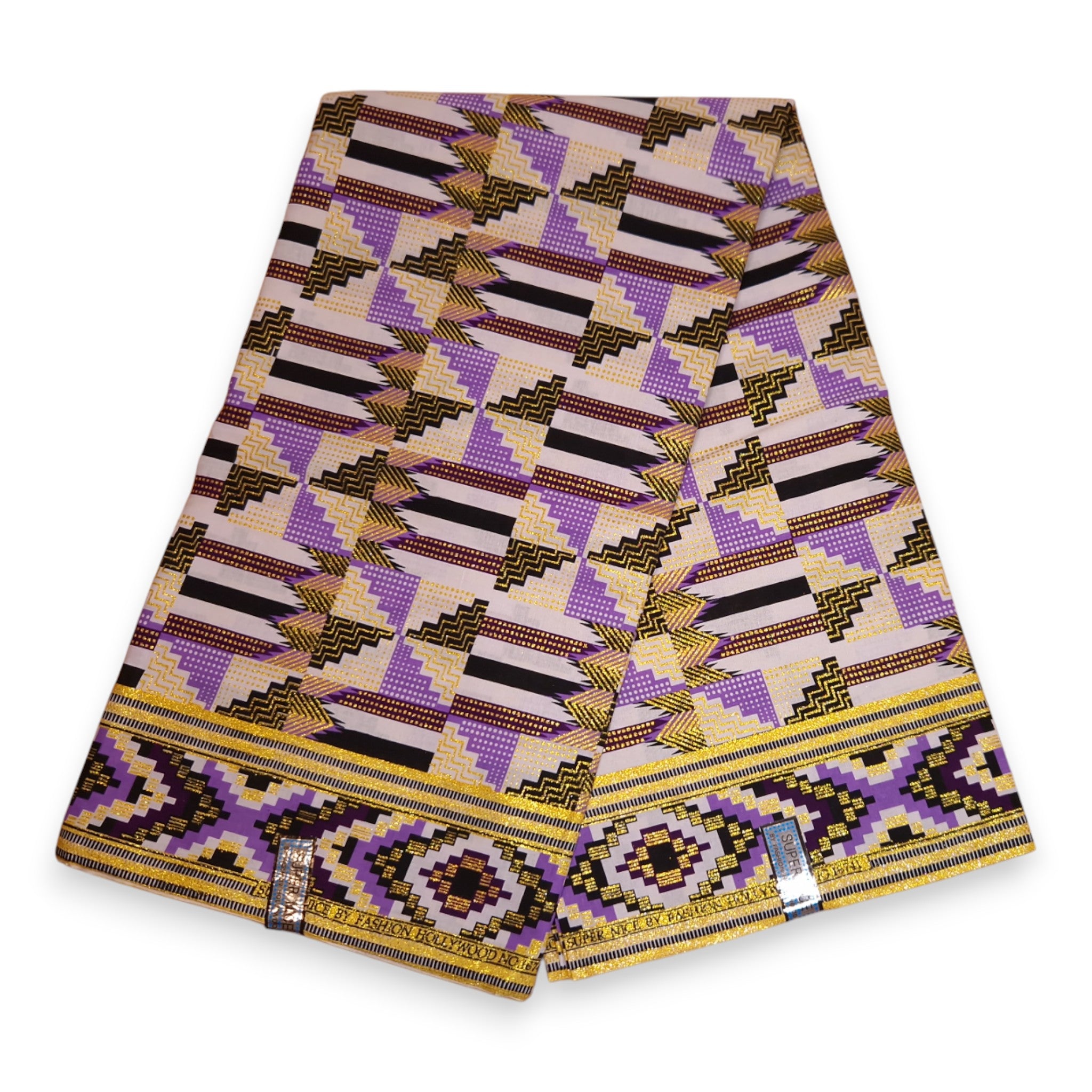 African print fabric - Exclusive Embellished Glitter effects 100% cotton - GL-4047 Purple Gold Kente