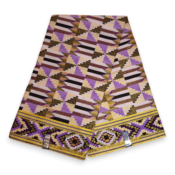African print fabric - Exclusive Embellished Glitter effects 100% cotton - GL-4047 Purple Gold Kente