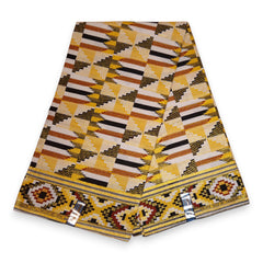 African print fabric - Exclusive Embellished Glitter effects 100% cotton - GL-4049 Yellow Gold Kente