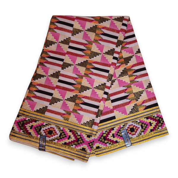 African print fabric - Exclusive Embellished Glitter effects 100% cotton - GL-4050 Pink Gold Kente
