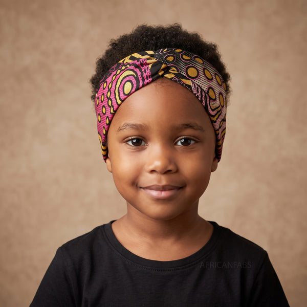 African print Headband - Kids - Hair Accessories - Pink Gold Cosmic Orb