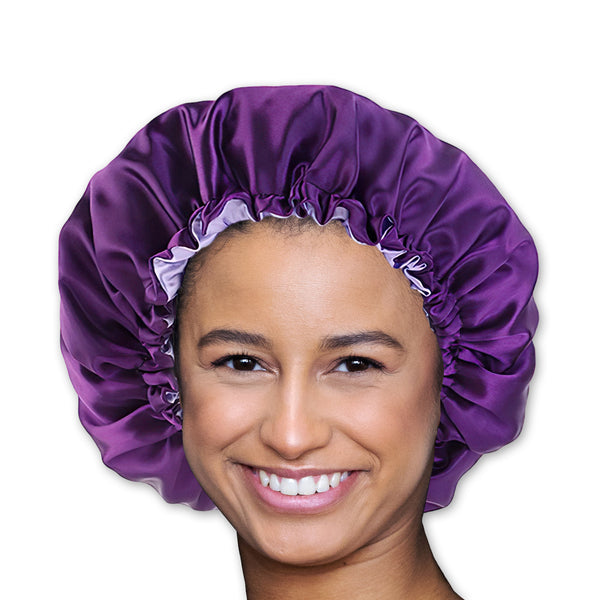 Purple Satin Hair Bonnet ( Reversable Satin Night sleep cap )