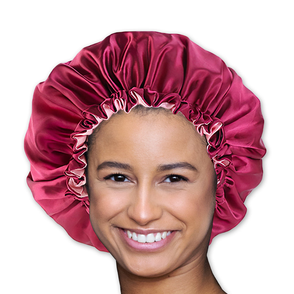 Red Satin Hair Bonnet ( Reversable Satin Night sleep cap ) – AfricanFabs