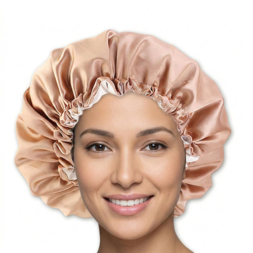 SATIN SET - Protect your hair & skin - Khaki Satin Hair Bonnet + Satin Pillowcase + Scrunchie