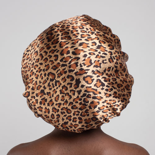 Leopard print Satin Hair Bonnet ( Satin Night sleep cap )