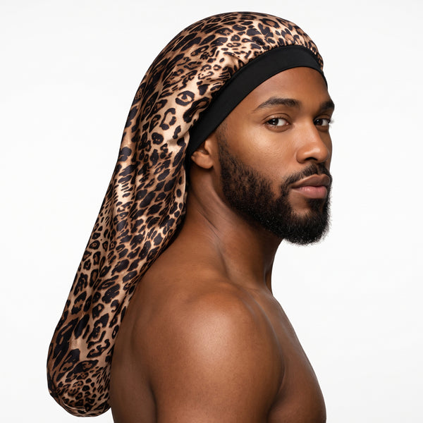 Satin bonnet for Dreadlocks / Braids / Rasta - Leopard print Dreadsock / Satin night cap / Hair bonnet