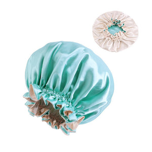 Turquoise Satin Hair Bonnet with edge ( Reversable Satin Night sleep cap )