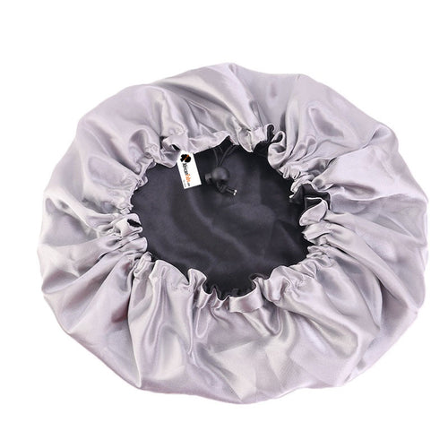 Black Satin Hair bonnet + Satin Scrunchie ( Reversable Satin Night sleep cap )