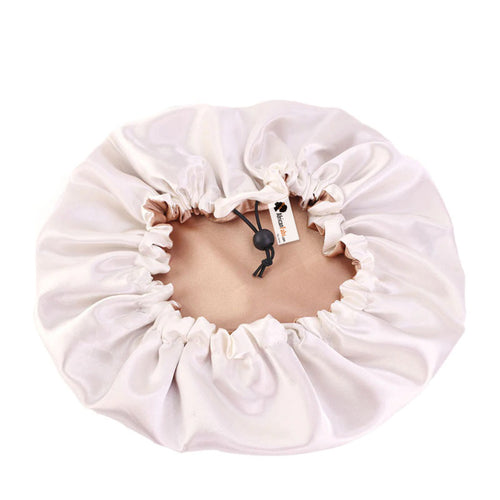 Khaki Satin Hair bonnet + Satin Scrunchie ( Reversable Satin Night sleep cap )