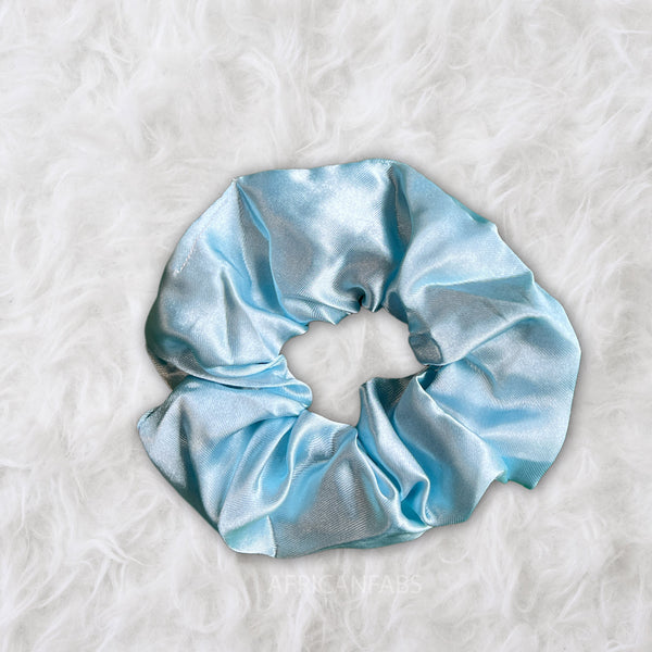 Light blue Satin Hair bonnet + Satin Scrunchie ( Reversable Satin Night sleep cap )