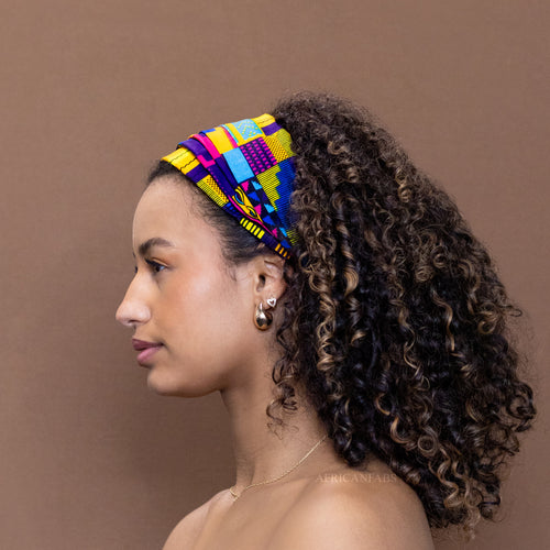 African print Headband - Unisex Adults - Hair Accessories - Purple / Pink kente
