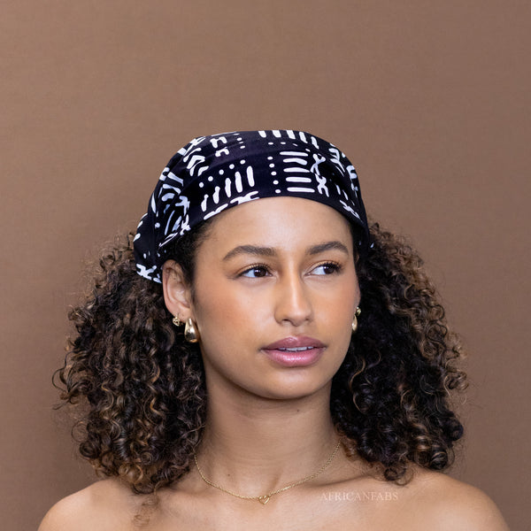 African print Headband - Unisex Adults - Hair Accessories - Black / White BOGOLAN
