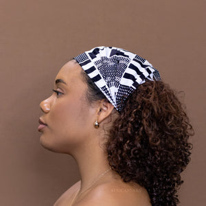 African print Headband - Unisex Adults - Hair Accessories - Black & White Kente