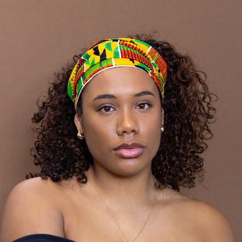 African print Headband - Unisex Adults - Hair Accessories - Green / Yellow Kente