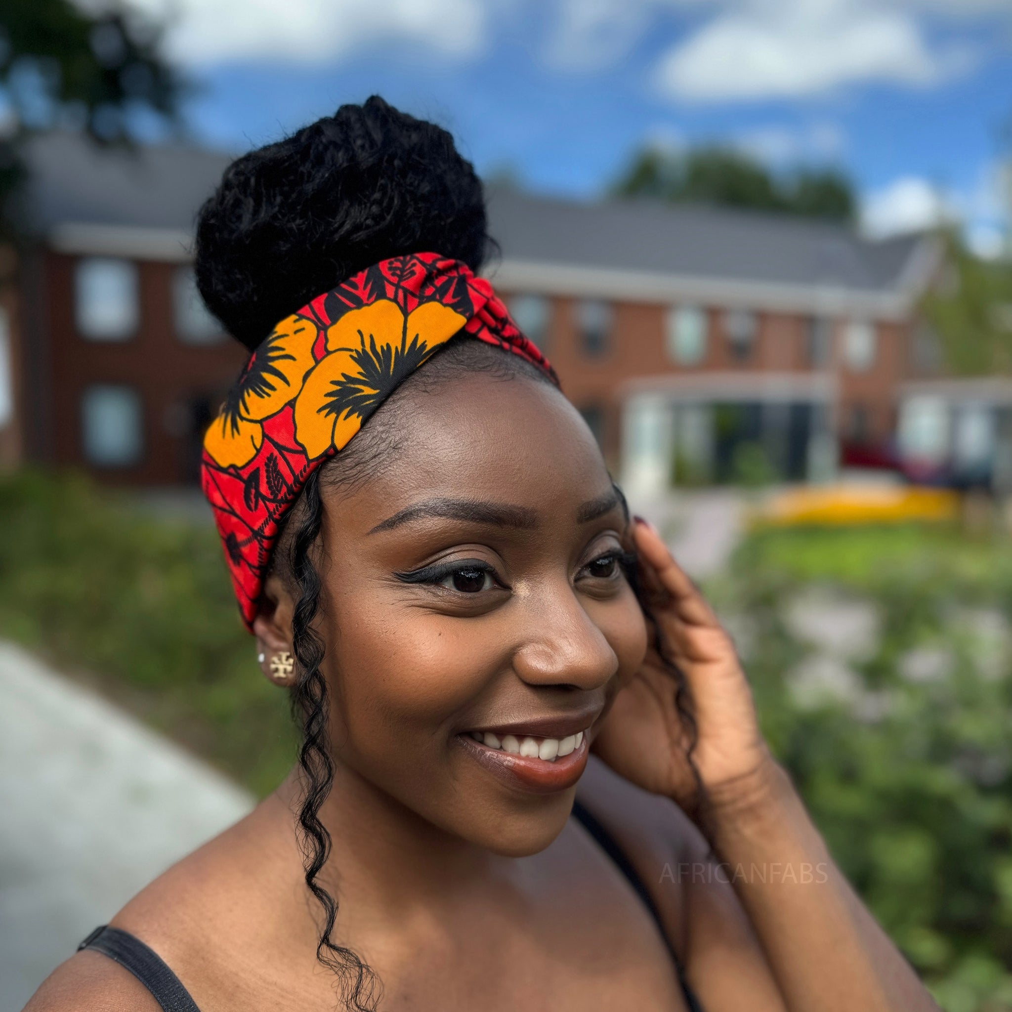 African print Headband - Adults - Hair Accessories - Red Flowers