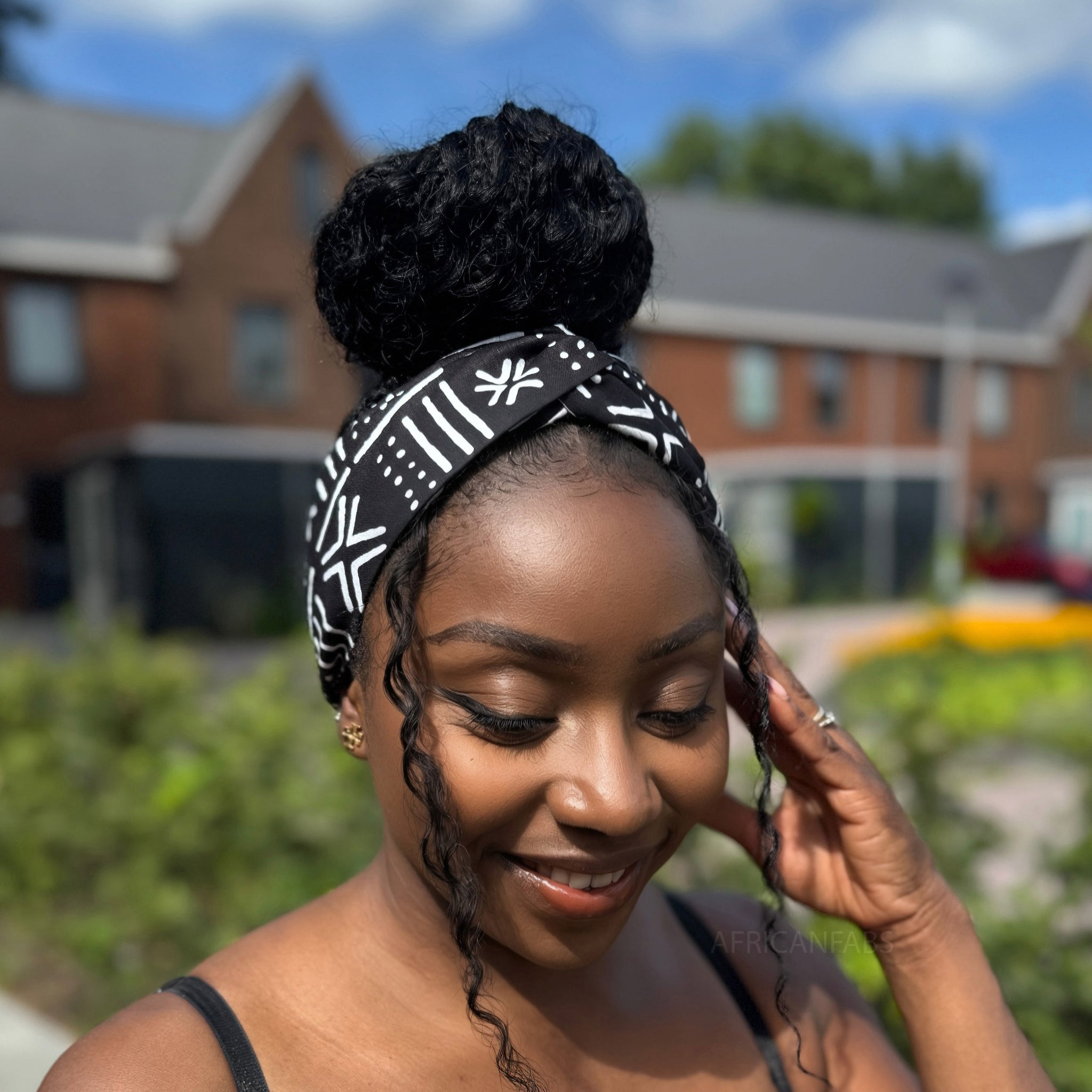 African print Headband - Adults - Hair Accessories -  Black White X Bogolan