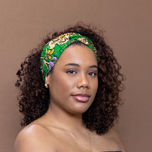 African print Headband - Adults - Hair Accessories - Green Flowers