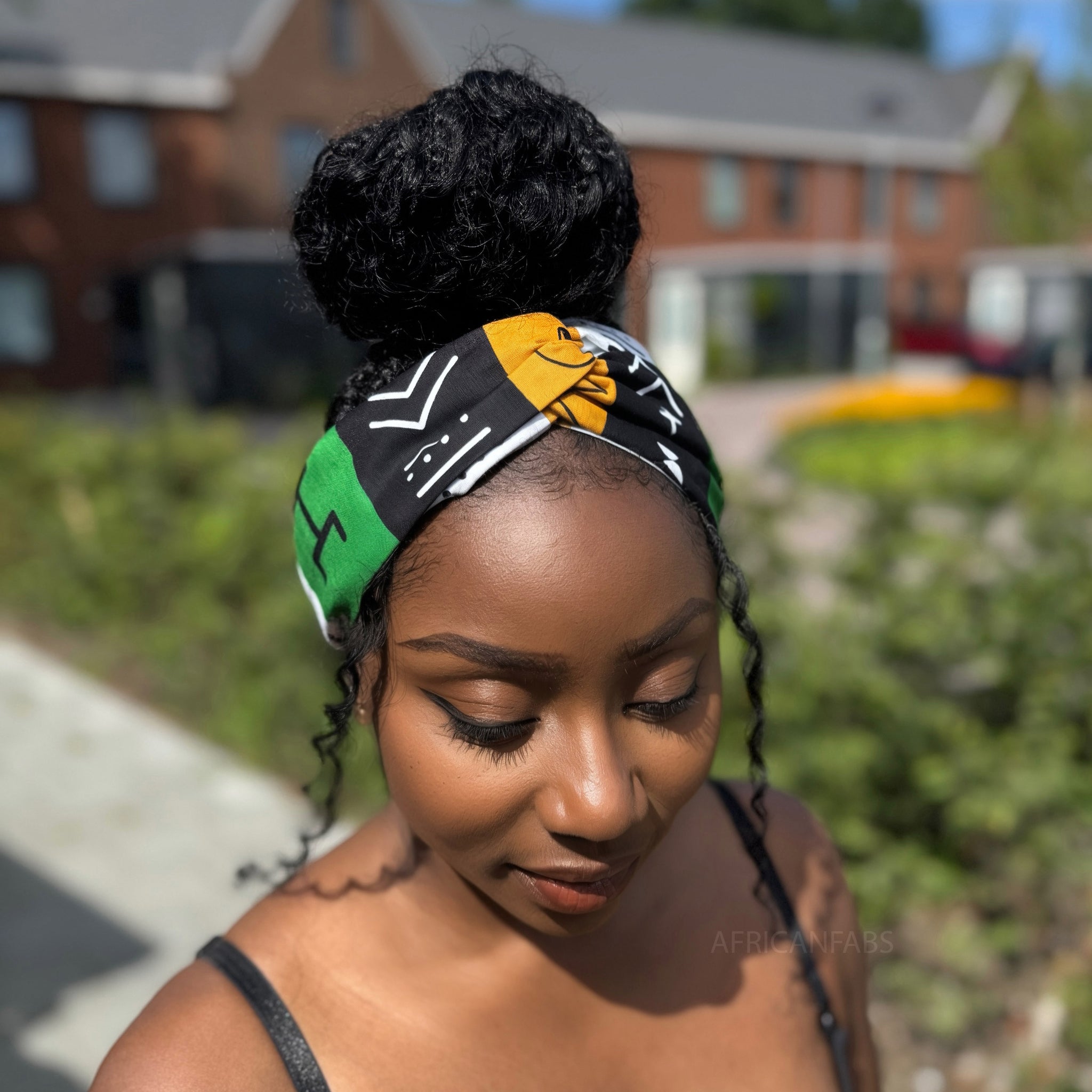 African print Headband - Adults - Hair Accessories - Green Bogolan Symbols
