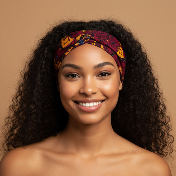 African print Headband - Adults - Hair Accessories - Red Yellow Mandala