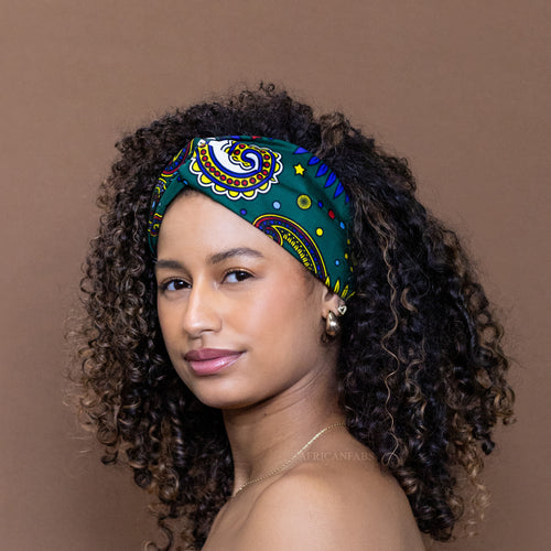 African print Headband - Adults - Hair Accessories - Green Multicolor Paisley